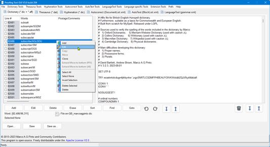 Open-source tool used in the speller (V3.0 build 204)
