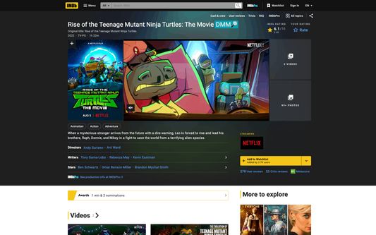 IMDB movie pages - the button appears beside the movie title at the top of the page