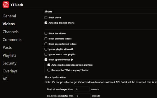 Many video options.